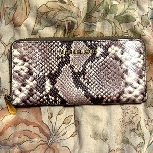 Michael Kors Snakeskin Zip Wallet